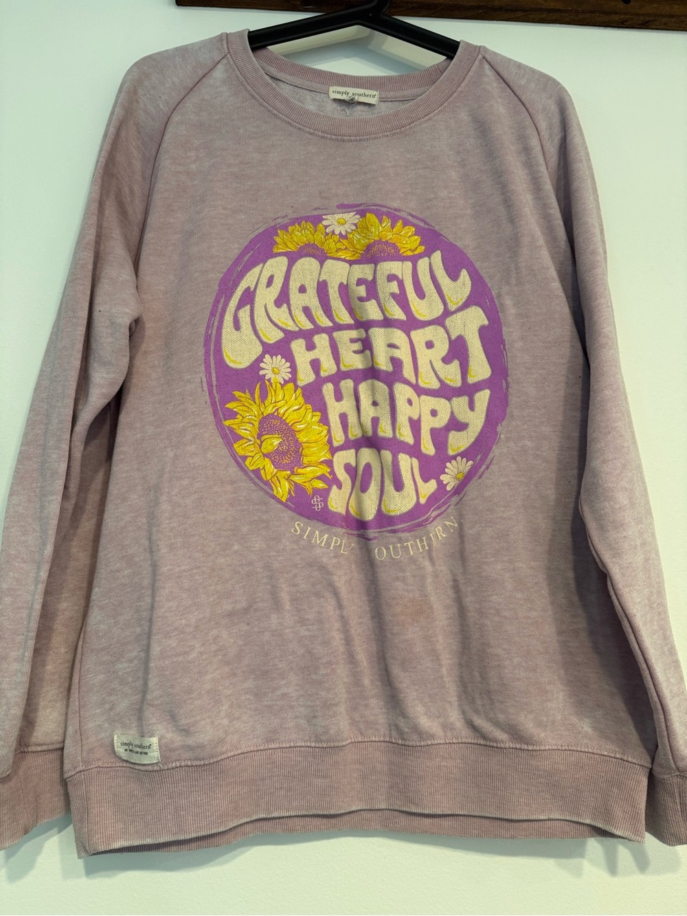 Simply Southern Lavender Graphic Sweatshirt with Yellow Floral Accent
